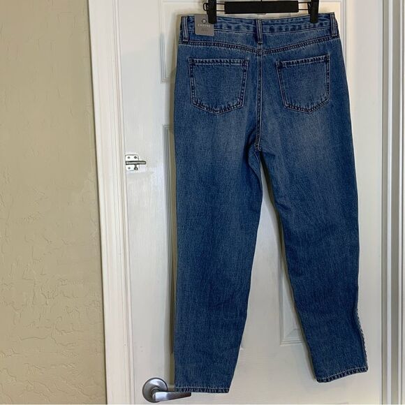 Empyre Eileen Mom Jeans Checkerboard Side Stripes Size 7 - Picture 4 of 12